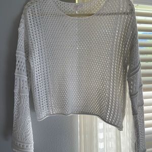 White crop knit sweater